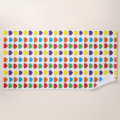 レインボーハートパターン ビーチタオル (正面)