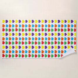 レインボーハートパターン ビーチタオル