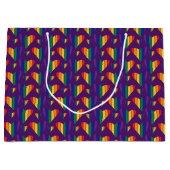 レインボーハートパターン ラージペーパーバッグ (正面)