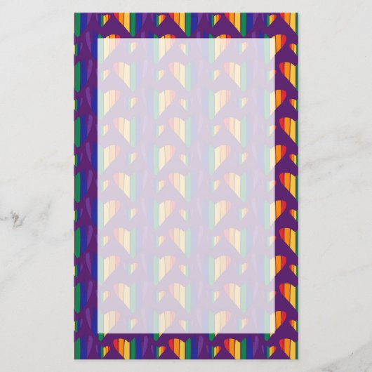 レインボーハートパターン 便箋 (正面)