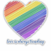 レインボーハートパーソナライズされた、ノートパソコンステッカー シール (正面)