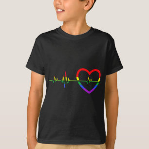 レインボーハートビートLGBTQ Tシャツ