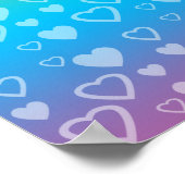 レインボーハートピンクグリッターモノグラム ポスター (角)