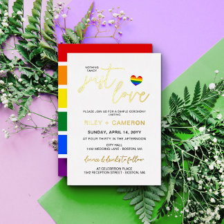 レインボーハートファンシーNothing Just Love LGBTQ 箔招待状