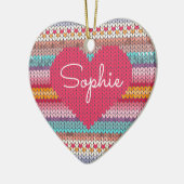 レインボーハートフェイクウールニット名 セラミックオーナメント (左)