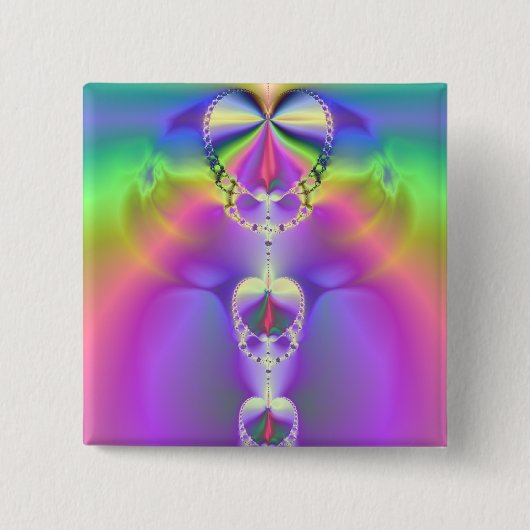 レインボーハートフラクタル 缶バッジ (正面)