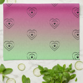 レインボーハートブラックプライドハート キッチンタオル (折り畳み)