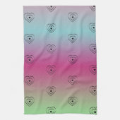 レインボーハートブラックプライドハート キッチンタオル (縦)