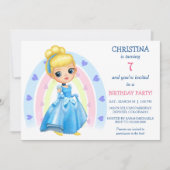 レインボーハートプリンセス誕生日パーティーへの招待 招待状 (正面)