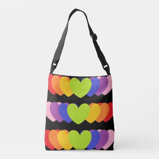 レインボーハートプリントクロス体バッグまたはトートバッグ クロスボディバッグ (裏面)
