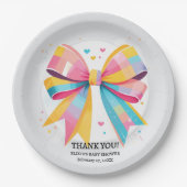 レインボーハートボーベビーシャワー ペーパープレート (正面)