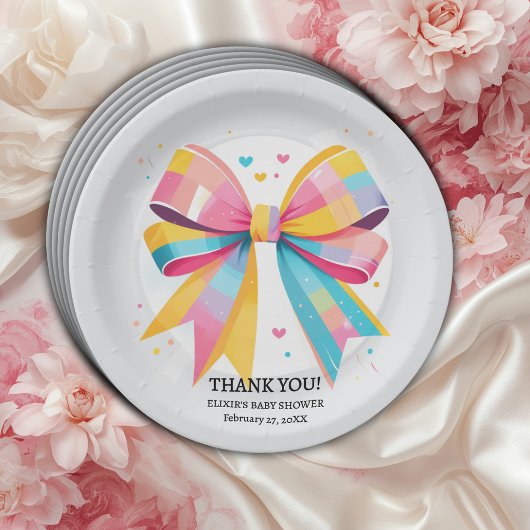 レインボーハートボーベビーシャワー ペーパープレート