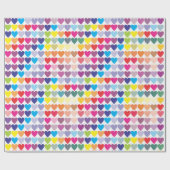 レインボーハートマットラッピング紙, 30" x 6' ラッピングペーパー (フラット)