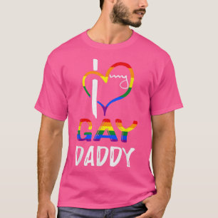 レインボーハートラブゲイパパLGBTQ LGBTプライドモン Tシャツ