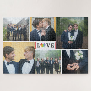 レインボーハートラブ結婚LGBTの写真コラージュ ジグソーパズル