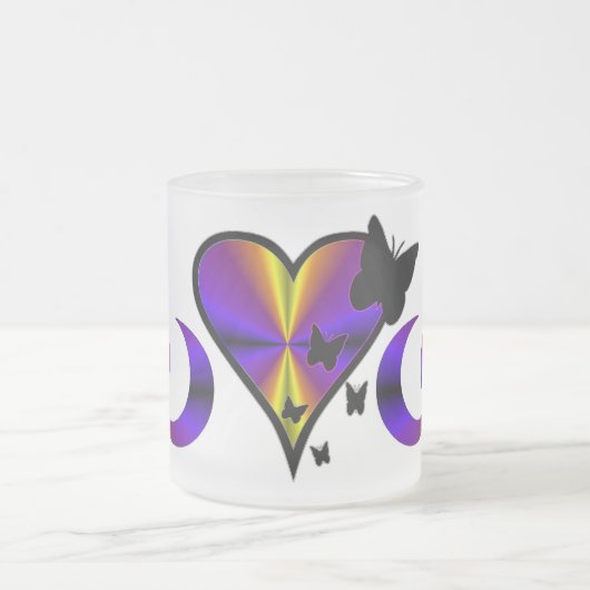 レインボーハートリリー&バタフライ フロストグラスマグカップ (中央)