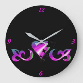 レインボーハートリリー&バタフライ ラージ壁時計