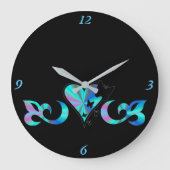 レインボーハートリリー&バタフライ ラージ壁時計 (正面)