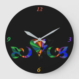レインボーハートリリー&バタフライ ラージ壁時計