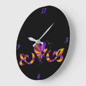 レインボーハートリリー&バタフライ ラージ壁時計 (傾斜)