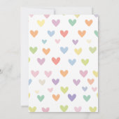 レインボーハートワンラッキーダックガールファースト誕生日 招待状 (裏面)