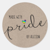 レインボーハート台本タイポグラフィ作りプライド ラウンドシール (正面)
