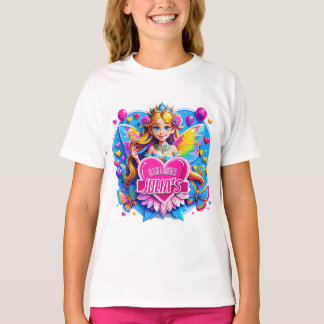 レインボーハート妖精魔法アート、誕生日ギフトキッズ Tシャツ