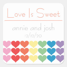 レインボーハート愛は甘いラベル（オレンジ） スクエアシール