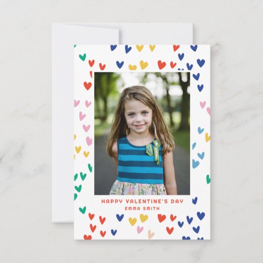 レインボーハート教室バレンタインの写真カード サンキューカード (正面)