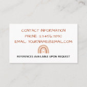 レインボーハート気にチャイルドナニーベビーシッター 名刺 (裏面)