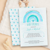レインボーハート水彩洗浄ブルーベビー散布 招待状