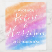 レインボーハート満杯結婚喜び ワインラベル (シングルラベル)