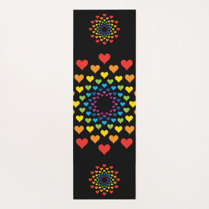 レインボーハート白黒 ヨガマット