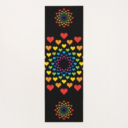 レインボーハート白黒 ヨガマット (裏面)