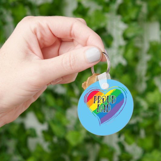 レインボーハート誇りを持ったパパLGBTゲイプライド月 キーホルダー (手)
