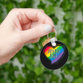 レインボーハート誇りを持ったパパLGBTゲイプライド月 キーホルダー