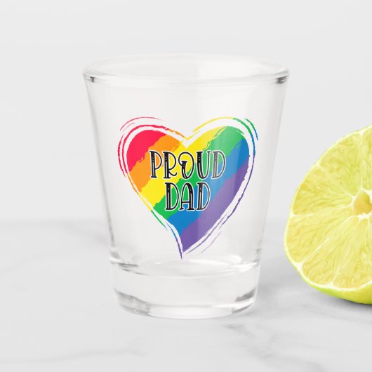 レインボーハート誇りを持ったパパLGBTゲイプライド月 ショットグラス (正面)