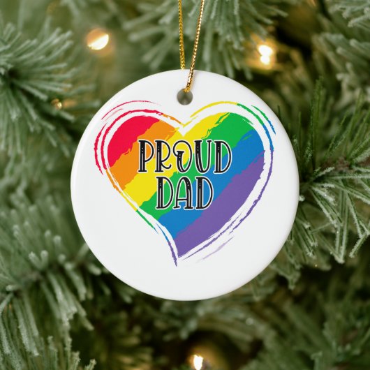 レインボーハート誇りを持ったパパLGBTゲイプライド月 セラミックオーナメント (ツリー)