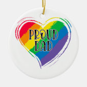 レインボーハート誇りを持ったパパLGBTゲイプライド月 セラミックオーナメント (正面)