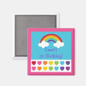 レインボーハート誕生日パーティーの好意マグネット マグネット (正面/裏面)