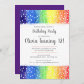 レインボーハート誕生日パーティーの招待 招待状 (正面/裏面)