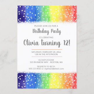 レインボーハート誕生日パーティーの招待 招待状