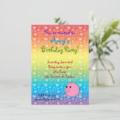 レインボーハート豚の誕生日招待状 招待状 (スタンド正面)