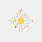 レインボーハート1st誕生日パーティー名イエロー スタンダードカクテルナプキン (角)