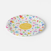 レインボーハート1st誕生日パーティー名イエロー ペーパープレート (アングル)