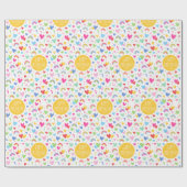 レインボーハート1st誕生日名前をカスタムするイエロー ラッピングペーパー (フラット)