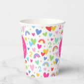 レインボーハート2nd誕生日パーティー名前をカスタムするピンク 紙コップ (右)