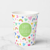 レインボーハート3rd誕生日パーティーグリーンカスタム 紙コップ (裏面)