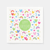 レインボーハート3rd誕生日パーティー名グリーン スタンダードカクテルナプキン (正面)