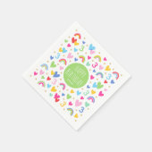 レインボーハート3rd誕生日パーティー名グリーン スタンダードカクテルナプキン (角)